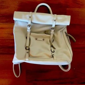 Gray faux leather backpack